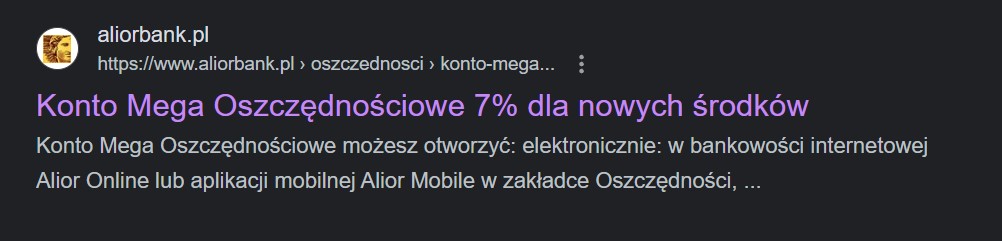 Tytuł SEO oferty Alior Banku na konto oszczędnościowe
