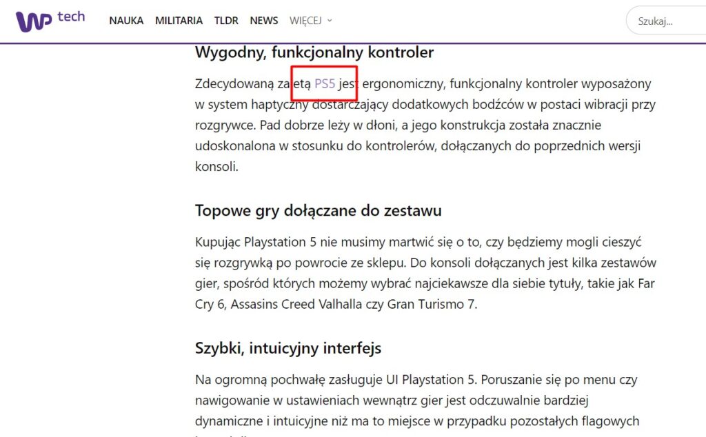 Tekst z WP.pl z linkiem